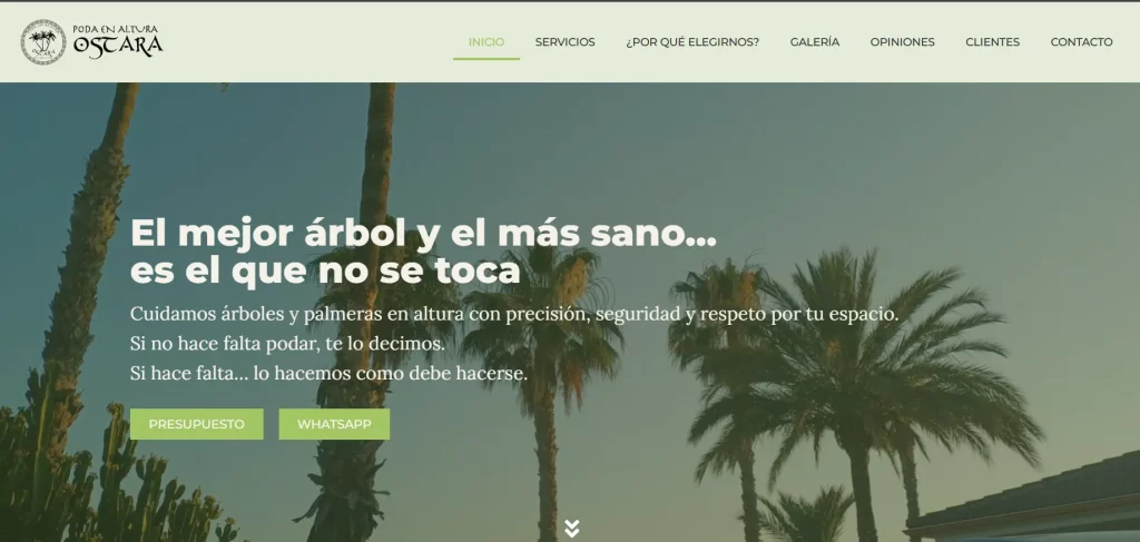 Diseño Web Murcia-OSTARA-Servicios de Arboristería y Poda en Altura